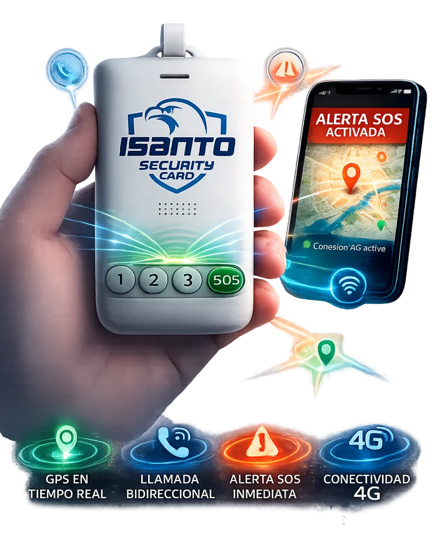 Botón de pánico GPS 4G tipo tarjeta ISANTO SECURITY